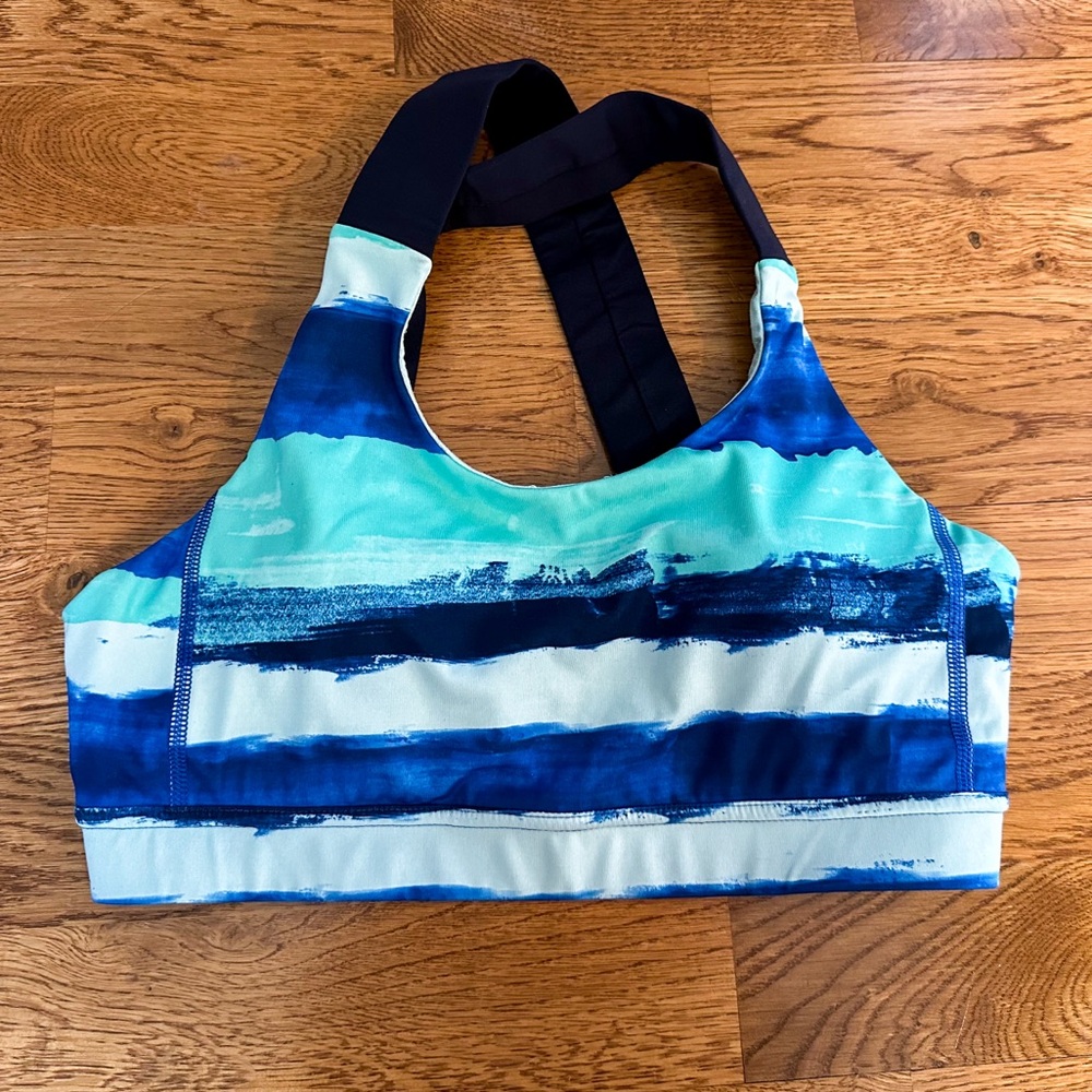 Lululemon🍋 All Sport Adjustable Bra Size 8 Brush Strokes Harbor Blue/Naval Blue